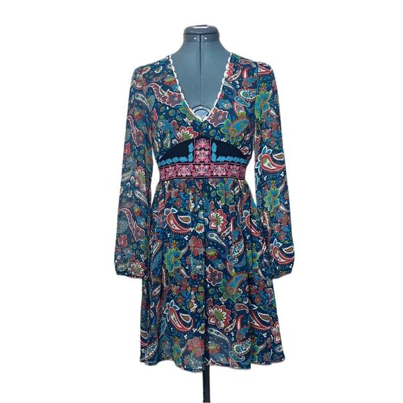 Flying Tomato Dresses & Skirts - Flying Tomato Boho Mini Empire Waist Paisley Dress Size XS multi color